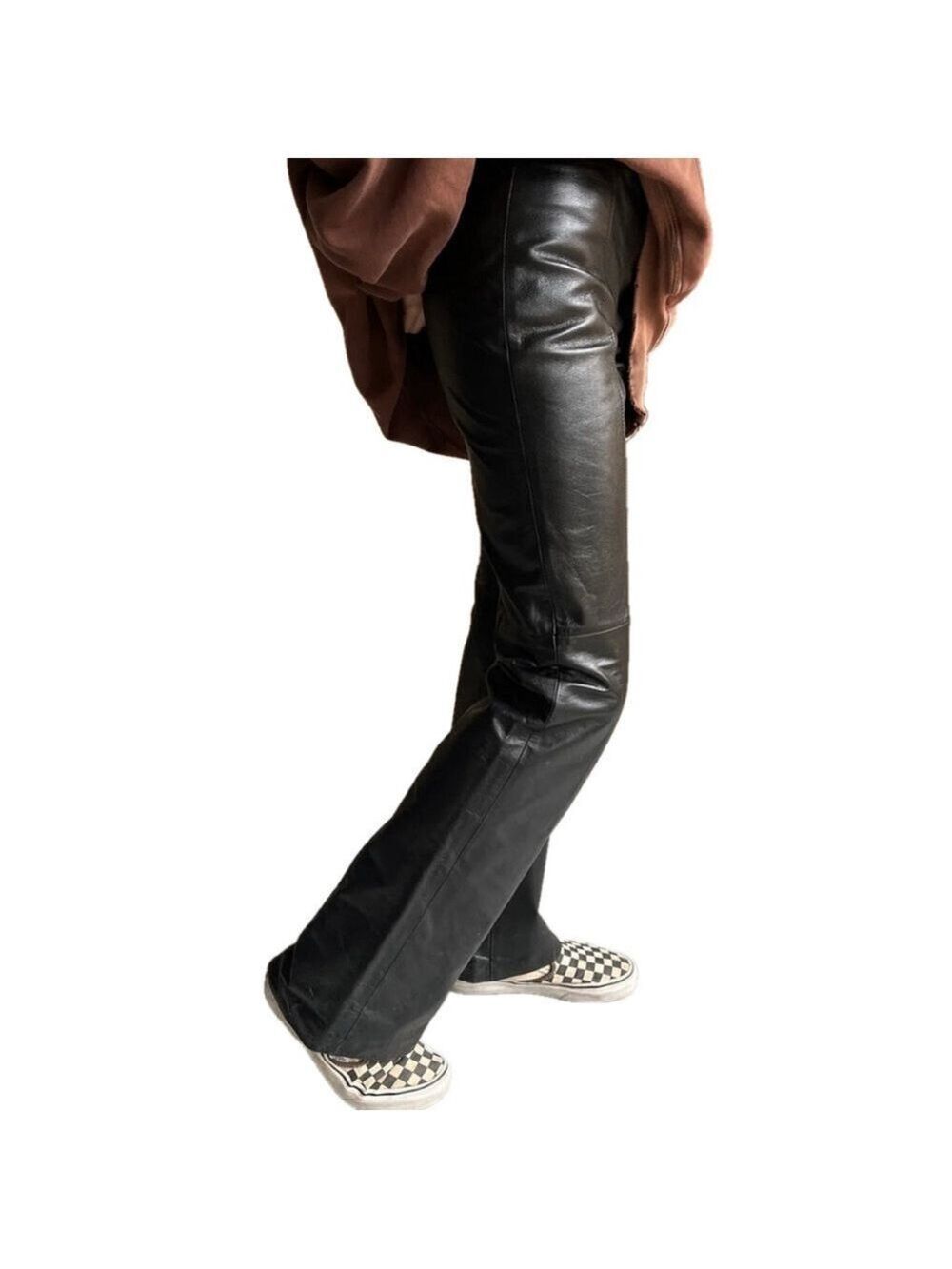Vintage Danier Leather Pants Minimalist Flat Front High Rise Made in Canada, 10 - Picture 3 of 10